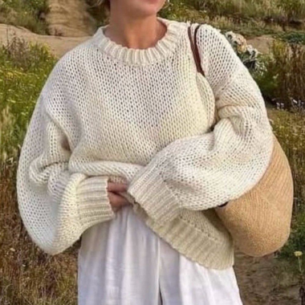 Cream Knit Sweater - Size Small